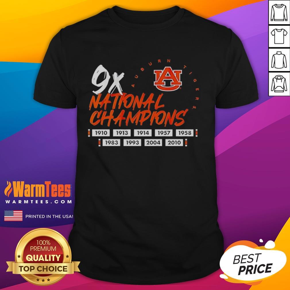 Hot Nine Time National Champions Auburn Tigers Football Logo T Shirt Hot Nine Time National Champions Auburn Tigers Football Logo T-Shirt featuring iconic team logo and championship details.