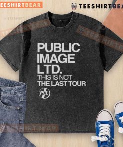 Hot Public Image LTD This Is Not The Last Tour 2025 washed t-shirt displayed on a hanger against a vibrant background.
