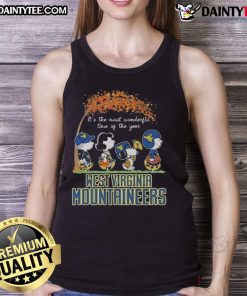 Alt Text: Hot Snoopy Peanuts x Michigan Wolverines tank top, celebrating the holiday season with festive cheer.