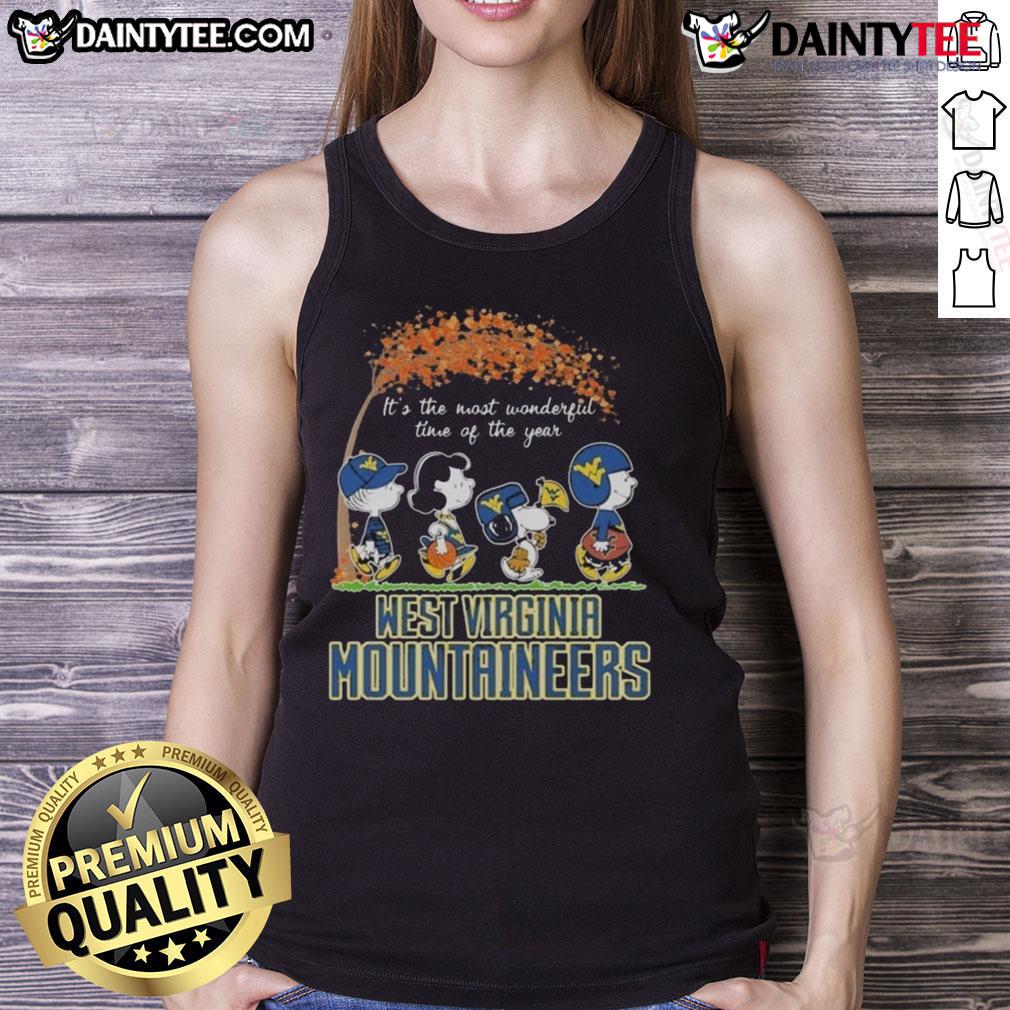 Hot Snoopy The Peanuts X Michigan Wolverines It's The Most Wonderful Time Of The Year Tank Top Alt Text: Hot Snoopy Peanuts x Michigan Wolverines tank top, celebrating the holiday season with festive cheer.