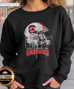 Alt Text: South Carolina Gamecocks sweatshirt featuring a dripping football helmet design, perfect for fans and sports enthusiasts.