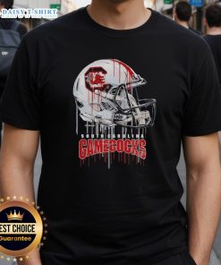 Alt Text: Hot South Carolina Gamecocks dripping football helmet t-shirt design featuring bold colors and dynamic graphics.