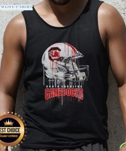 Hot South Carolina Gamecocks dripping football helmet tank top, perfect for game day and showing team spirit.