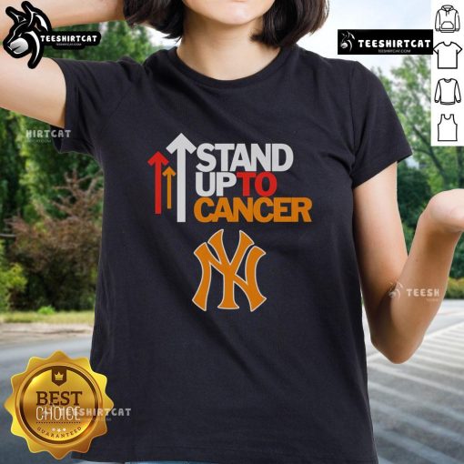 Hot Stand Up To Cancer New York Yankees ladies tee featuring a stylish design for baseball fans supporting cancer research.