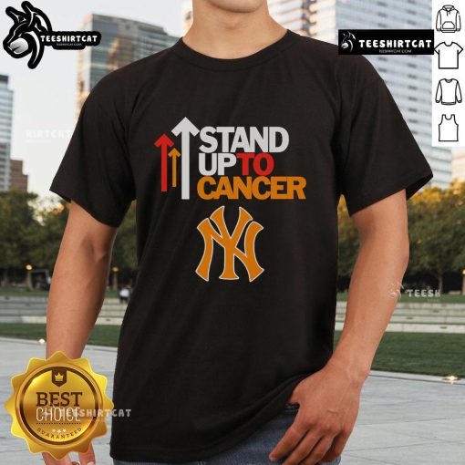 Hot Stand Up To Cancer New York Yankees T-Shirt featuring bold logo design and vibrant team colors, perfect for fans.
