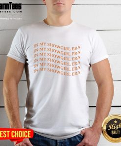 Stylish 'Hot Taylor In My Showgirl Era Repeat' T-shirt featuring vibrant graphics, perfect for fans and fashion lovers.