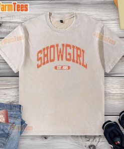 Hot Taylor Showgirl Est 2025 washed t-shirt featuring a stylish design and vibrant colors for fashion-forward fans.