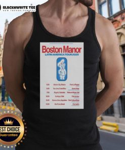 Hot Tour Latin America 2025 Boston Manor poster on a stylish tank top, perfect for fans and concert-goers.
