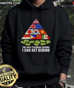 Hot Trump Tariff Pyramid Scheme hoodie featuring bold text and a unique design, perfect for statement fashion.