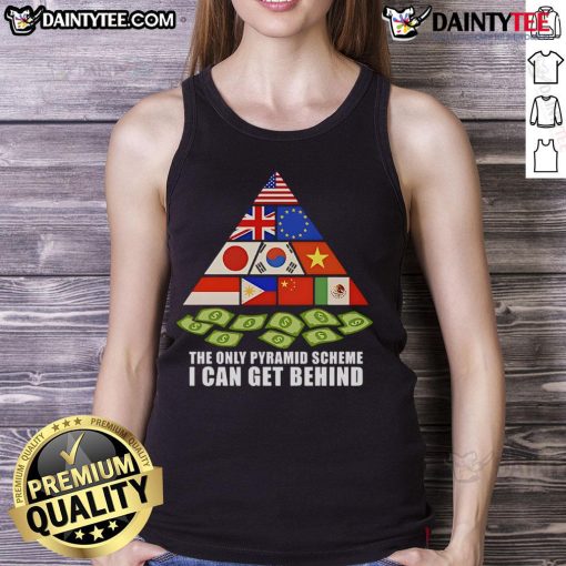 Hot Trump Tariff Pyramid Scheme tank top featuring a bold graphic design, perfect for supporters and fashion enthusiasts.