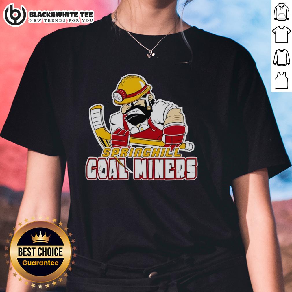 Hot Vintage Springhill Coal Miners Ladies Tee Alt Text: Hot Vintage Springhill Coal Miners Ladies Tee featuring classic design and comfortable fit for fans of mining history.