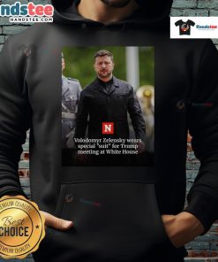 Volodymyr Zelensky in a special suit and hoodie for Trump meeting at the White House, showcasing a unique style.