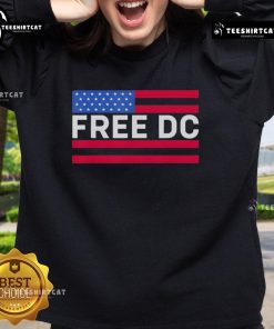 Cozy Hot Washington Free DC sweatshirt in navy blue, perfect for casual wear and showcasing city pride.