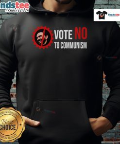 Hot Zohran Mamdani Vote No To Communism Hoodie featuring bold text design for political activism and fashion statement.