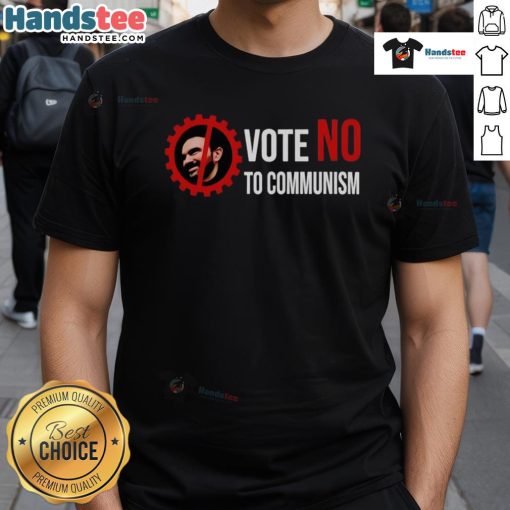Alt Text: Hot Zohran Mamdani Vote No To Communism T-Shirt featuring bold slogan and stylish design for political activism.