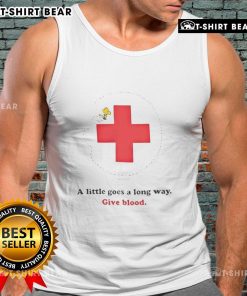 Nice American Red Cross Woodstock 'A Little Goes A Long Way' Give Blood tank top featuring a bold design and charity message.