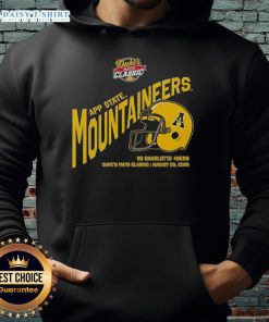 Appalachian State Mountaineers football hoodie featuring Dukes Mayo Classic 2025 helmet design, perfect for fans.