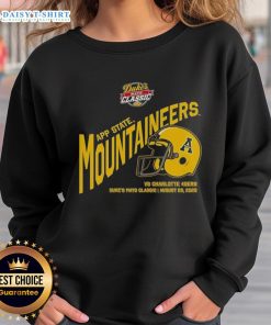 Appalachian State Mountaineers football sweatshirt featuring Dukes Mayo Classic 2025 helmet design.
