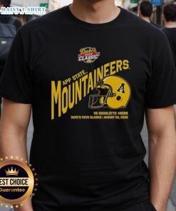 Appalachian State Mountaineers Football Duke's Mayo Classic 2025 helmet t-shirt featuring vibrant team colors and logo.
