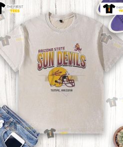 Nice Arizona State Sun Devils helmet graphic on a grid with Tempe football washed t-shirt design for fans.