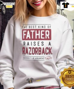 Alt Text: Nice Arkansas Razorbacks sweatshirt, perfect for fathers who support the Razorbacks and show their team pride.