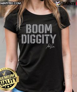 Ladies' tee featuring 'Nice Arm Gun Boom Diggity' design, perfect for casual wear and showcasing confidence.