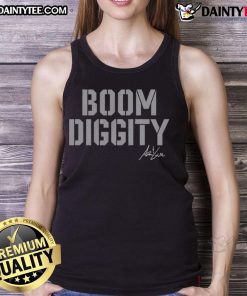 Stylish Nice Arm Gun Boom Diggity tank top featuring bold graphics, perfect for fitness enthusiasts and casual wear.
