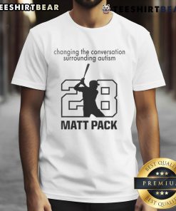 Atlanta Braves Autism Awareness Day 2025 t-shirt promoting autism awareness with 'Changing The Conversation' slogan.