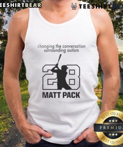 Atlanta Braves Autism Awareness Day 2025 tank top promoting autism awareness with 'Changing the Conversation' slogan.