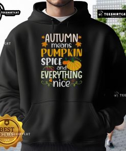 Cozy 'Nice Autumn Means Pumpkin Spice and Everything Nice' hoodie in warm fall colors, perfect for chilly days.