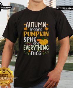 Nice Autumn Means Pumpkin Spice And Everything Nice T-Shirt featuring a cozy design perfect for fall fashion.