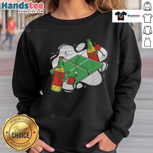 Nice beer bottles themed sweatshirt featuring a fun ping pong design, perfect for casual outings and beer lovers.