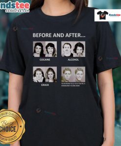 Before and after transformation: Handsome young man influenced by cocaine, alcohol, and crack, showcasing lifestyle changes.