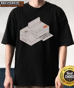 Alt Text: Nice Big Ron's Printer T-Shirt featuring a bold graphic design, perfect for casual wear and printer enthusiasts.