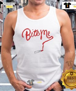Stylish Nice Bite Me Lipstick Tank Top featuring a vibrant graphic design, perfect for casual summer outfits.
