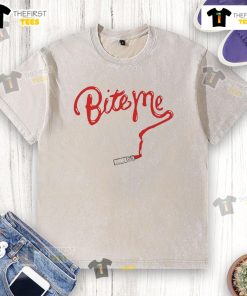 Nice Bite Me Lipstick Washed T-Shirt featuring a bold graphic design and soft fabric, perfect for casual wear.