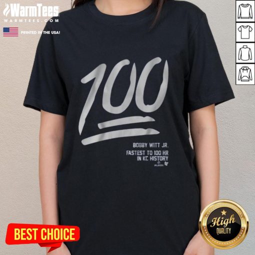 Nice Bobby Witt Jr. 100 Ladies Tee featuring a stylish design perfect for fans of baseball and comfortable casual wear.