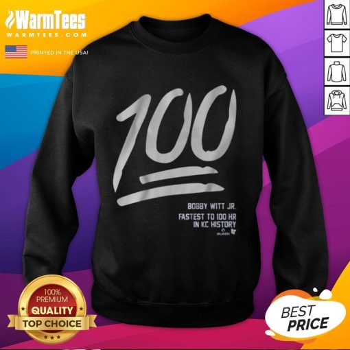 Nice Bobby Witt Jr. 100 Sweatshirt featuring a stylish design, perfect for fans of the Kansas City Royals.