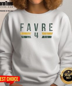 Nice Brett Favre 4 Green Bay Packers font sweatshirt featuring iconic team colors and design for fans.