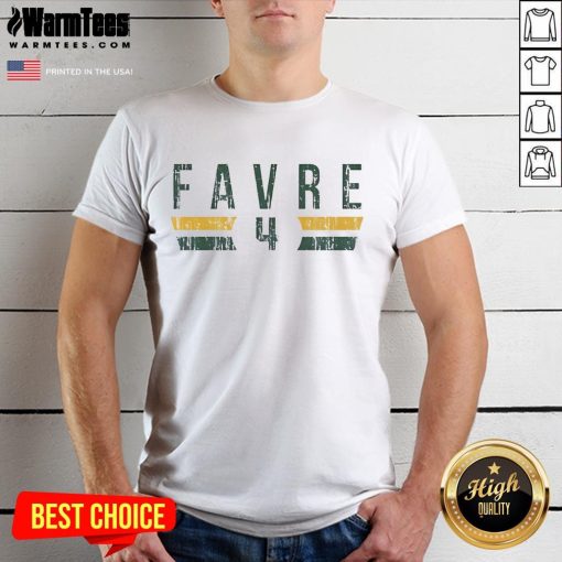 Nice Brett Favre 4 Green Bay Packers font T-Shirt featuring iconic player number and team colors.