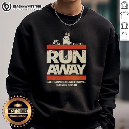 Alt Text: Cozy sweatshirt featuring the Nice Caerbannog Music Festival logo, perfect for festival fans and music lovers.