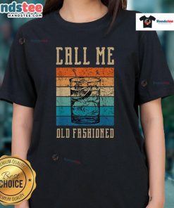 Alt Text: Vintage ladies tee featuring 'Nice Call Me Old Fashioned Cocktail' design, perfect for cocktail lovers and retro fashion.