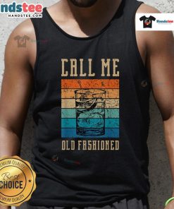 Vintage tank top featuring 'Nice, Call Me Old Fashioned' cocktail graphic, perfect for cocktail lovers and retro fashion.