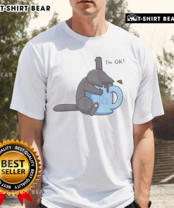 Nice Cat Drowning In Coffee Cup graphic on I'M Ok T-Shirt, perfect for cat lovers and coffee enthusiasts.