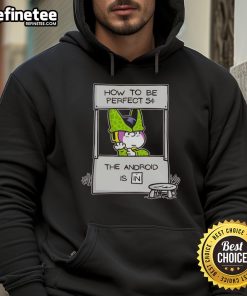 Alt Text: Android in hoodie inspired by Dragon Ball Z, showcasing a cool design for 'How to Be Perfect' concept.