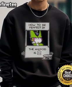 Android in a stylish sweatshirt from Dragon Ball Z - How to Be Perfect 5 Cent, showcasing vibrant colors and anime design.