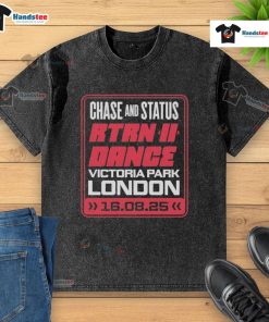 Nice Chase Status Victoria Park washed t-shirt displayed on a wooden background, showcasing its soft fabric and trendy design.