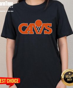 Stylish Cleveland Cavaliers logo fan art on a ladies' tee, perfect for showing team spirit and support.