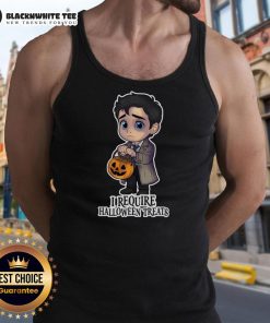 Halloween Treats Tank Top featuring a fun design with the phrase 'Nice Convection Directive I Require Halloween Treats'.