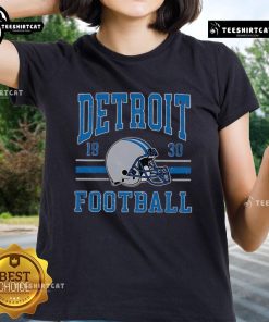 Vintage ladies tee featuring a 1930 Detroit football helmet design in a stylish, retro style.
